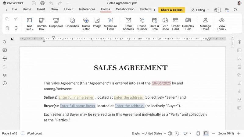 Collaborative document editing